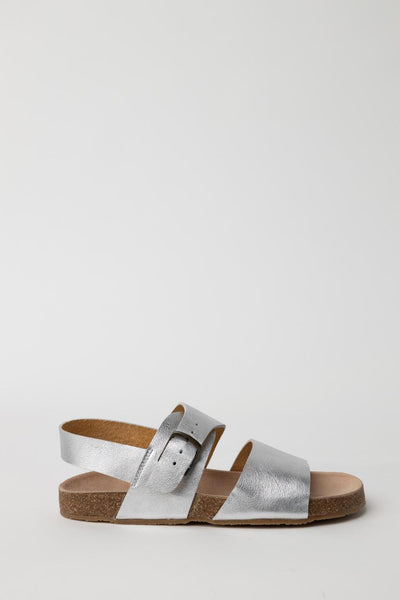 Metallic Leather Sandal with Buckle