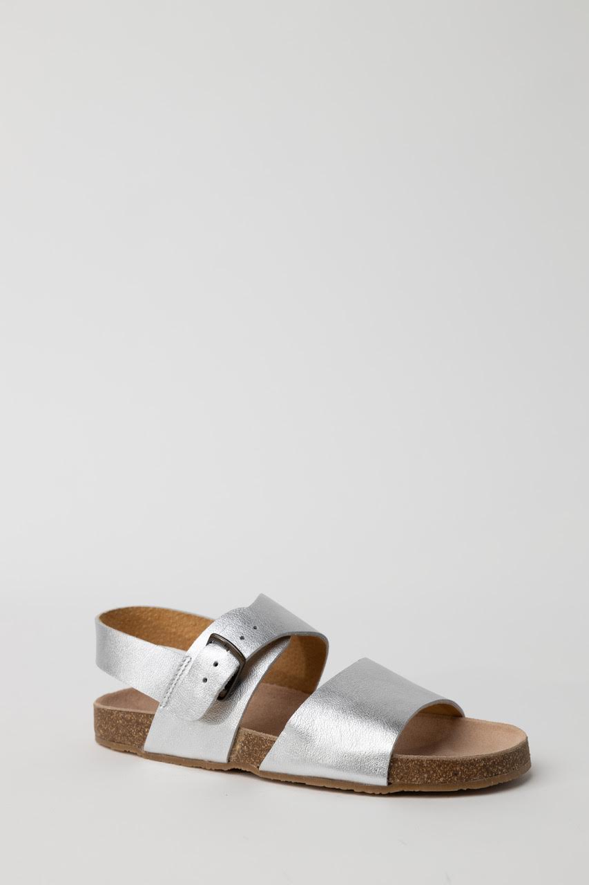 Metallic Leather Sandal with Buckle