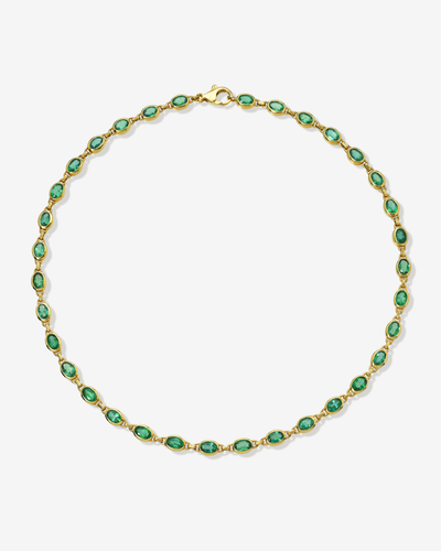 18K Yellow Gold Bezel Set Oval Emerald 15 1/2" Necklace