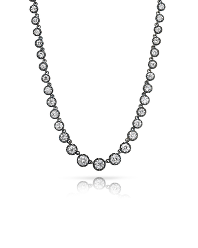 Old Euro Graduating Diamond Tennis 16" Necklace Set in Platinum