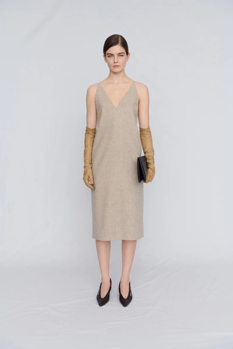 Slip dress in chiné wool