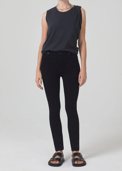 Chrissy High Rise Skinny in Plush Black