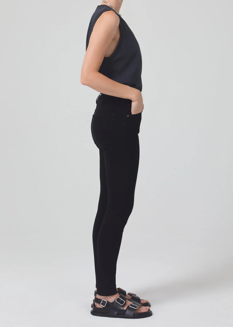 Chrissy High Rise Skinny in Plush Black