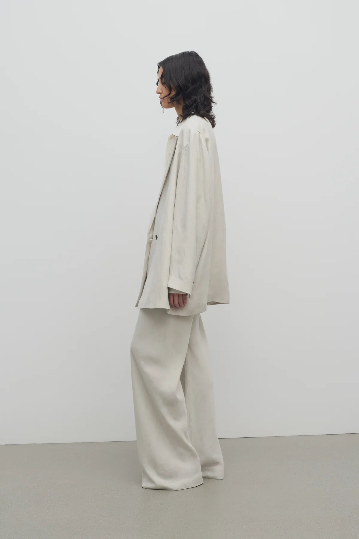 Gala Pant in Silk and Linen - Pearl Grey