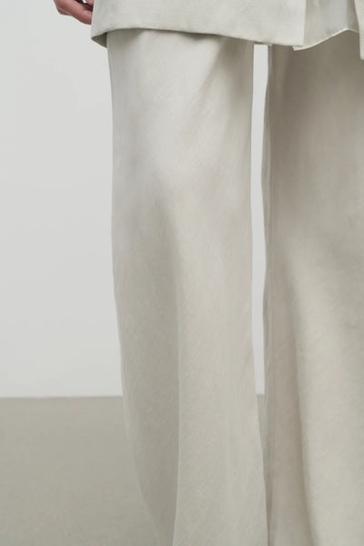 Gala Pant in Silk and Linen - Pearl Grey