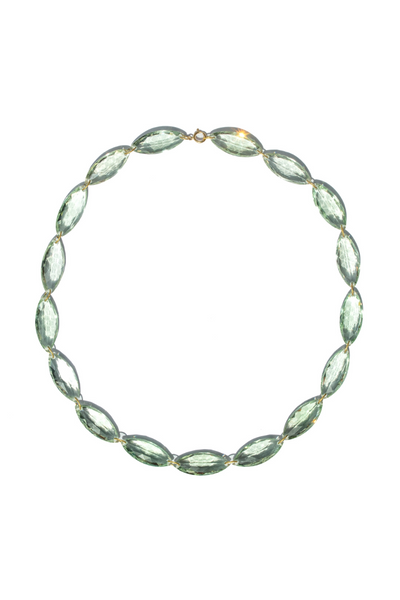 20K Yellow Gold 17" Green Quartz Marquise Necklace