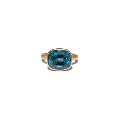 22K Yellow Gold Tourmaline Indicolite Princess Ring