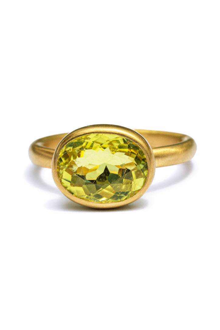 22K Yellow Gold Yellow Tourmaline Princess Ring