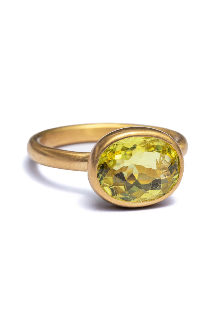 22K Yellow Gold Yellow Tourmaline Princess Ring