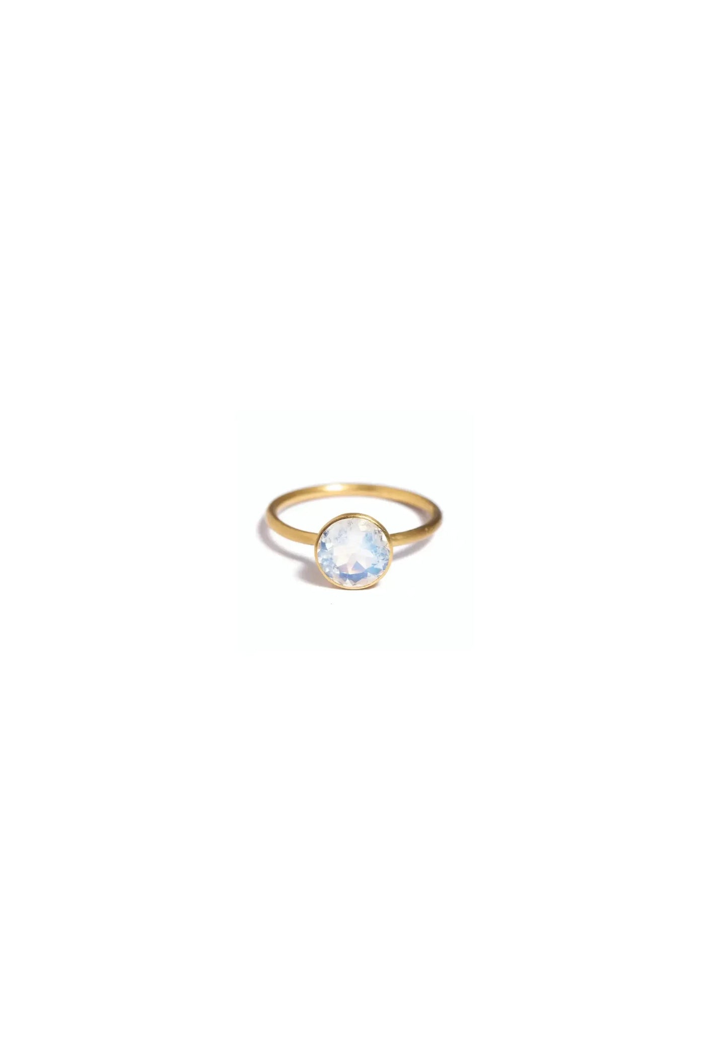 22K Yellow Gold Rainbow Moonstone Miniature Princess Ring