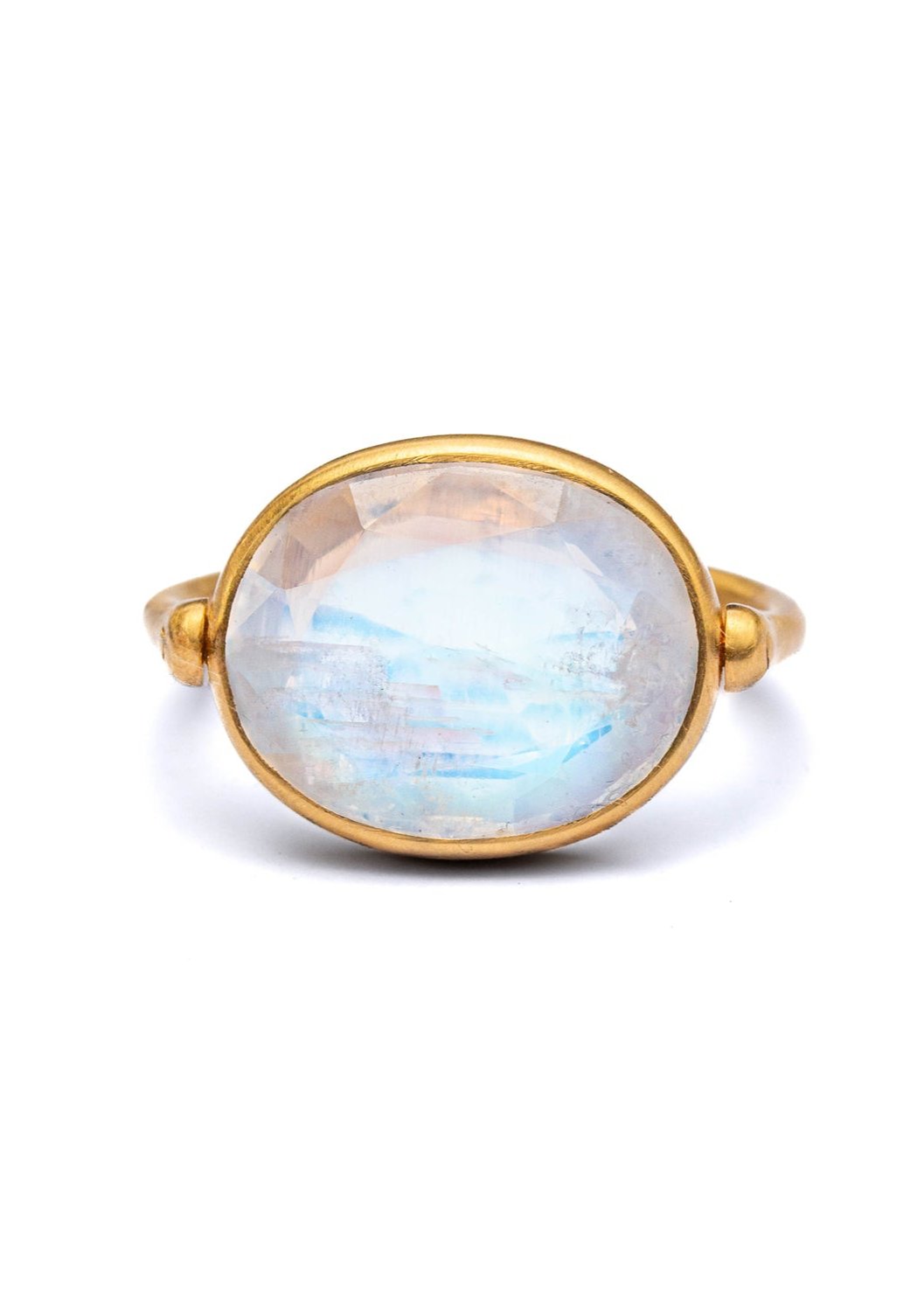 22K Yellow Gold Rainbow Moonstone Swivel Ring