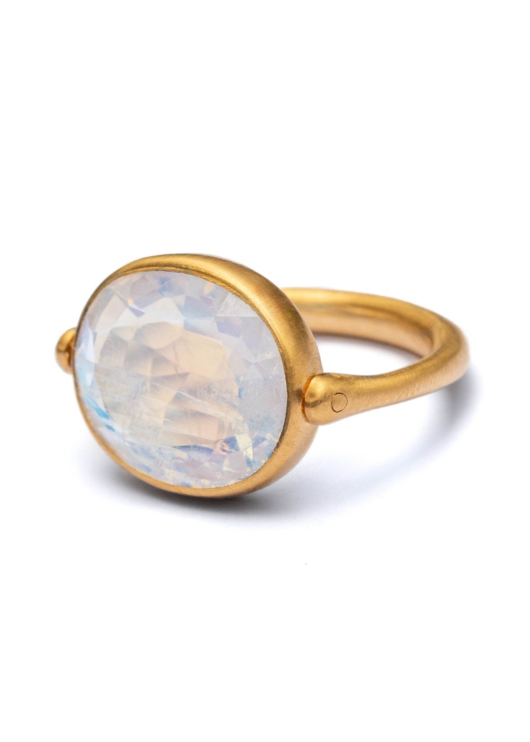 22K Yellow Gold Rainbow Moonstone Swivel Ring