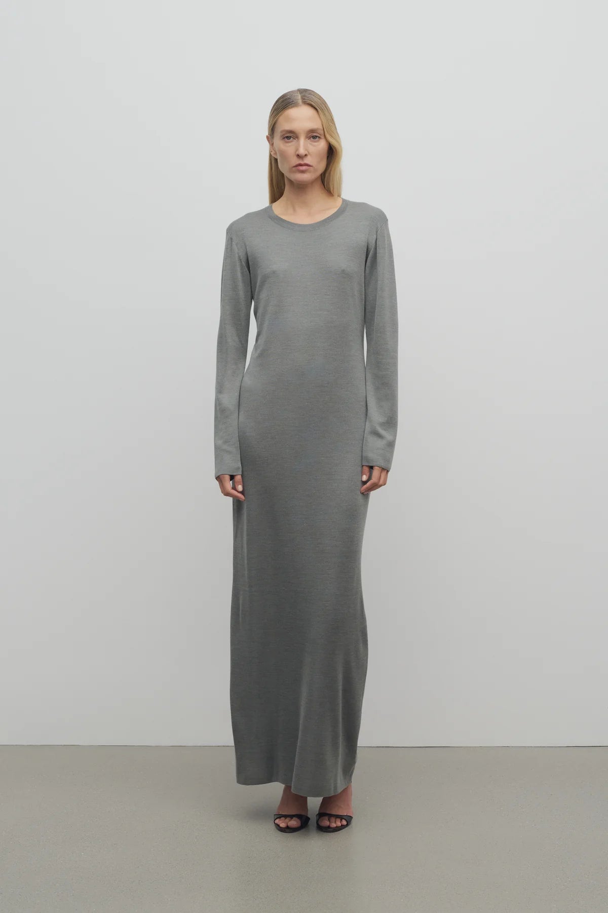 Jazmin Dress in Silk - Grey Melange