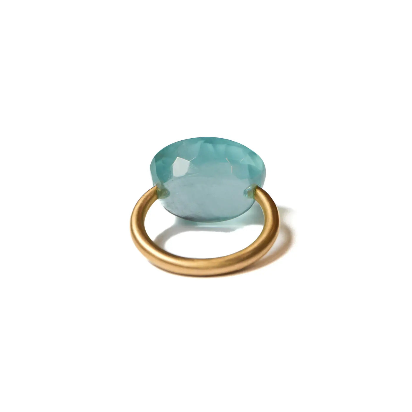 22K Yellow Gold Milky Aquamarine Cabachon Ring