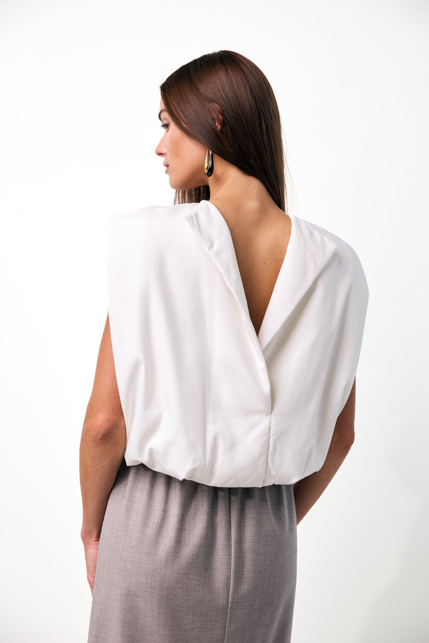 Padded vest top in washed habotai