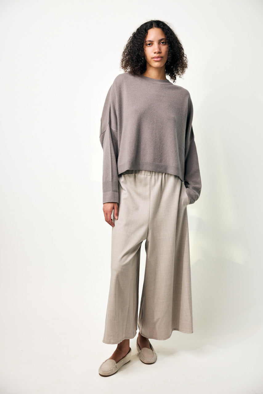 Flannel Gaucho Pants in Oatmeal