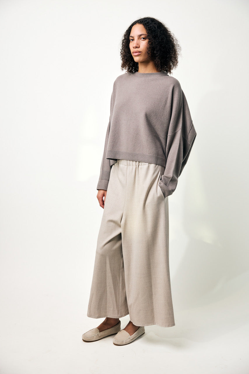 Flannel Gaucho Pants in Oatmeal