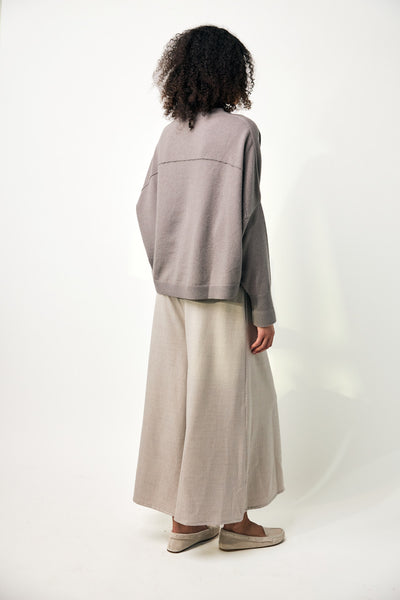 Flannel Gaucho Pants in Oatmeal