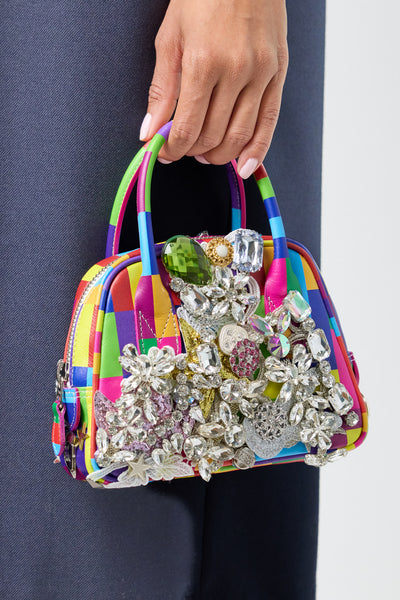 Multicolored Crystal-Cut Bag