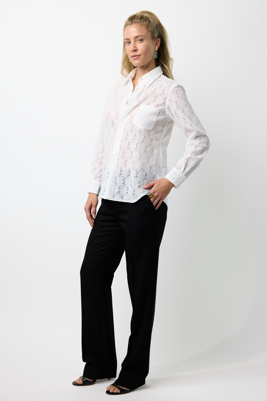 Lace Flower Button Down Blouse