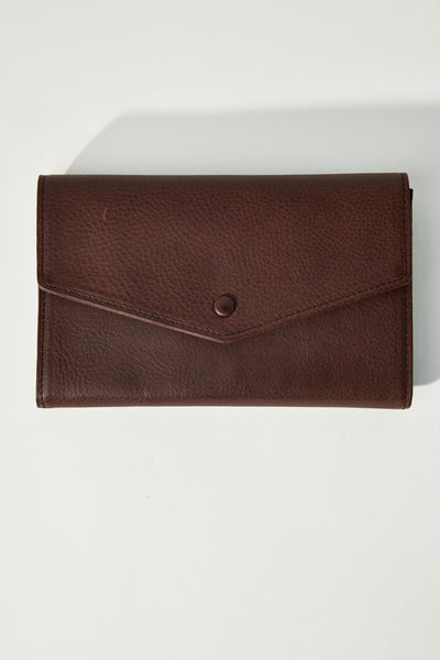 Flap Bi-Fold Wallet in Dark Brown