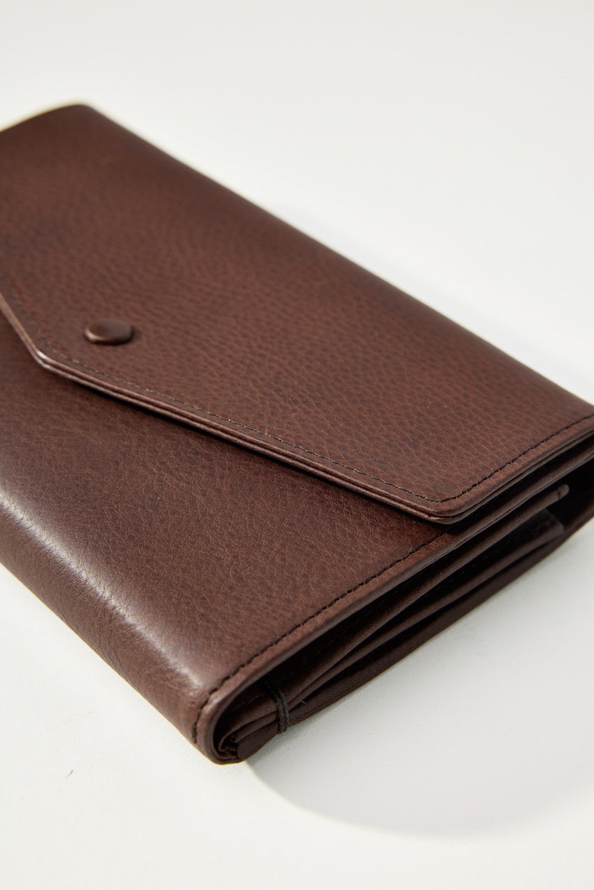 Flap Bi-Fold Wallet in Dark Brown