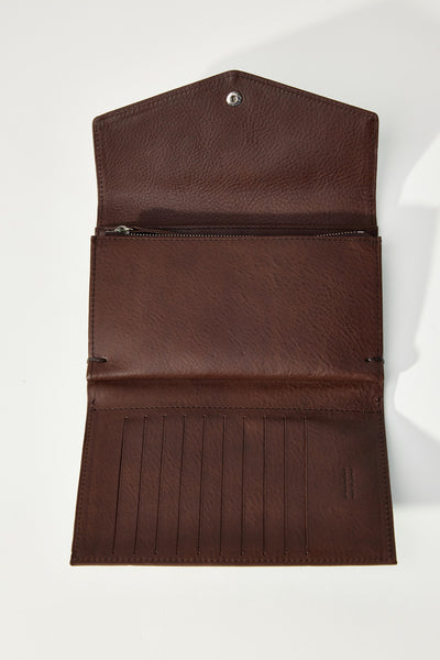 Flap Bi-Fold Wallet in Dark Brown