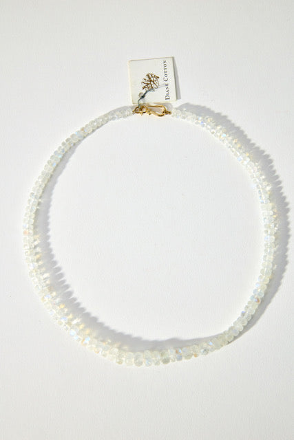 17.5" Rainbow Moonstone and Gold Necklace