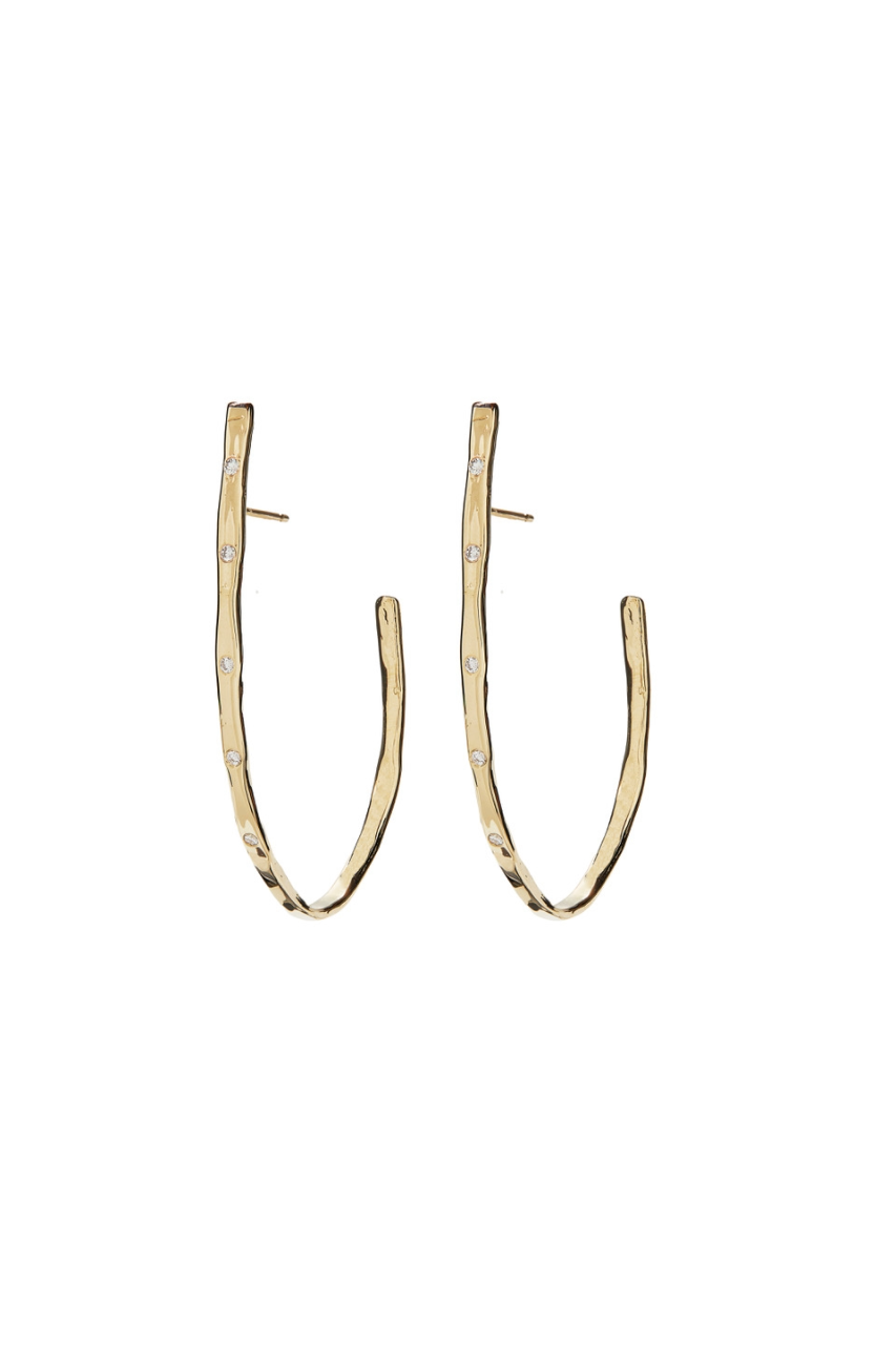 14k Yellow Gold with Diamonds Large Hoop Earrings