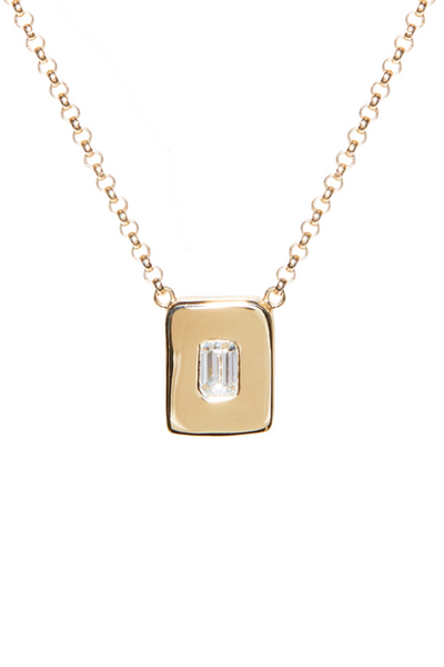 14k Yellow Gold with Emerald Cut Diamond Nugget Necklace 16"/18"