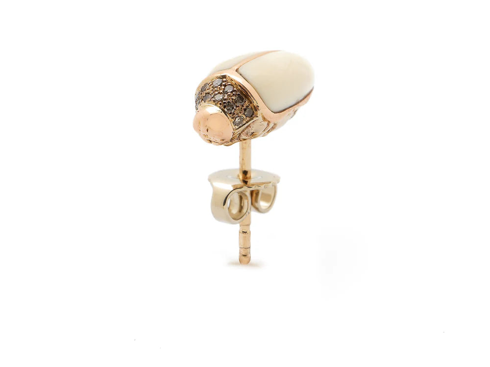 18K Rose Gold Mini Scarab Mammoth Stud Single Earring