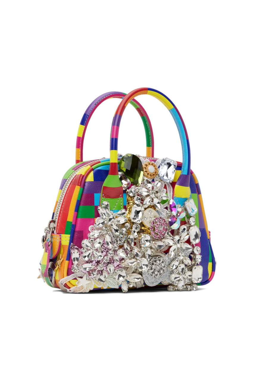 Multicolored Crystal-Cut Bag