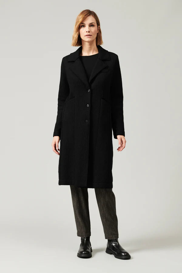 Regular fit lapel collar coat in boiled wool