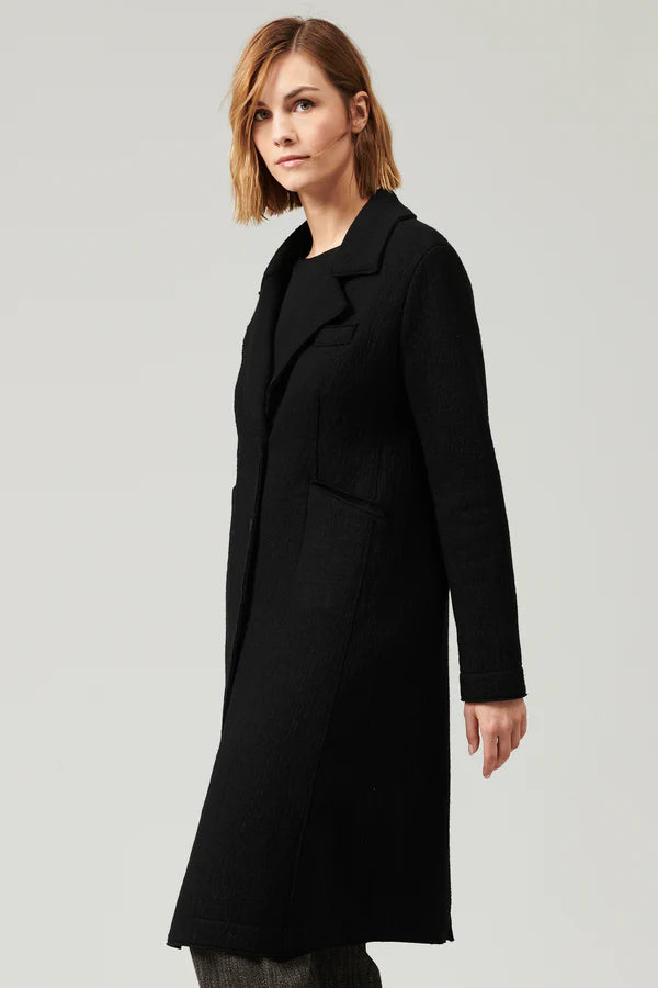 Regular fit lapel collar coat in boiled wool