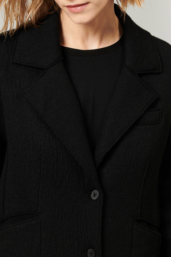 Regular fit lapel collar coat in boiled wool