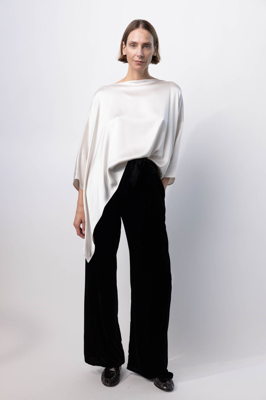 Velvet Wide Leg Pants with Belt