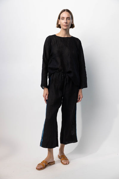 Pants with Velvet Ribbon in Midnight