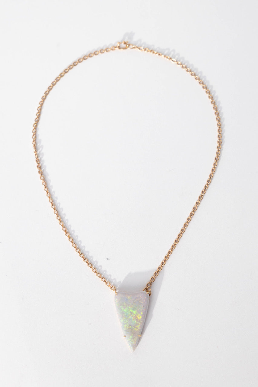 18K Rose Gold Necklace with Opal Heart