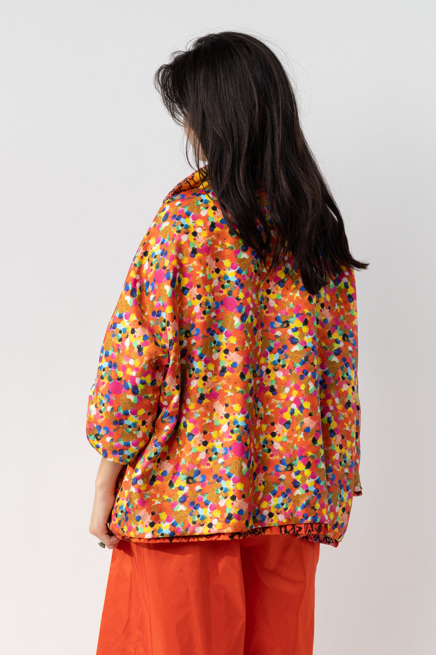 Reversible Jacket with Abstract & Polka Dot Prints