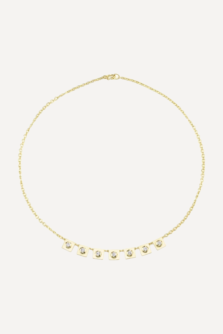 18K Yellow Gold 18" Necklace with Full Cut Diamonds