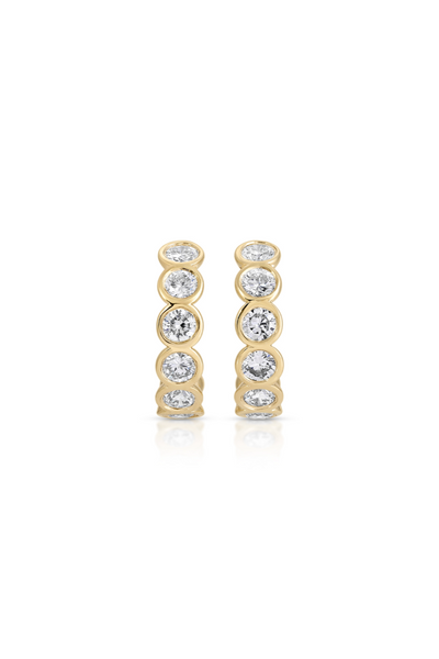 14K Yellow Gold Diamond Bezel Hoops