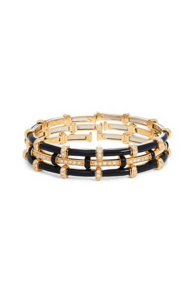 Black Enamel Carly Bracelet with Diamonds