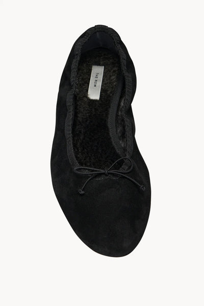 Awar Heeled Ballerina in Black Suede