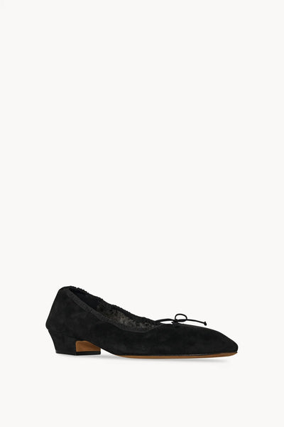 Awar Heeled Ballerina in Black Suede