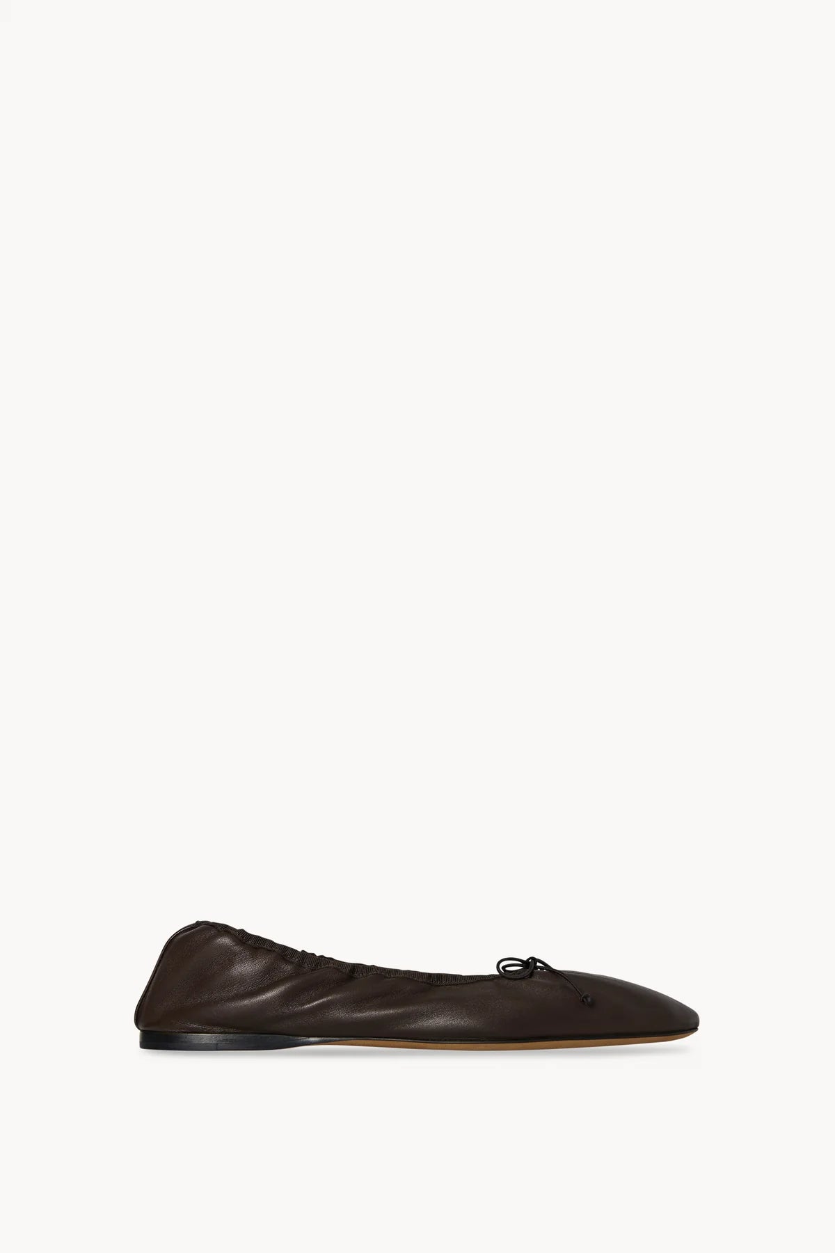 Awar Ballerina Flat in Leather in Dark Brown