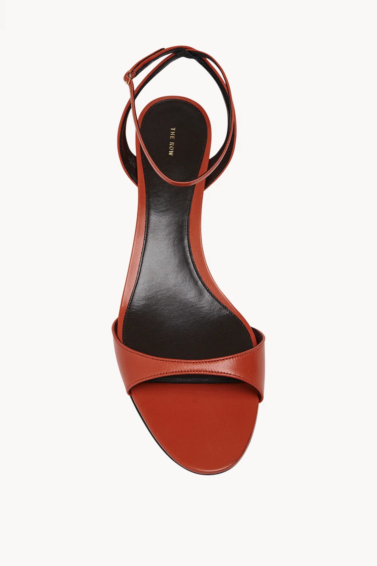 Vika Ankle Strap Kitten Heel in Leather - Orange Red