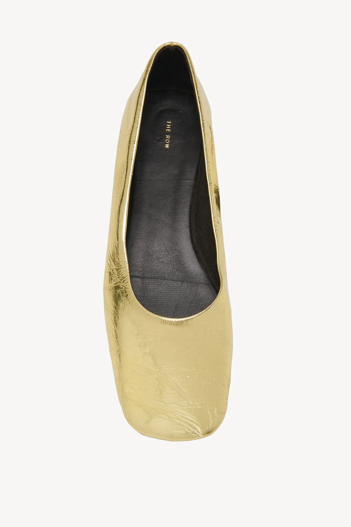 Square Ballet Flat in Leather - Gold