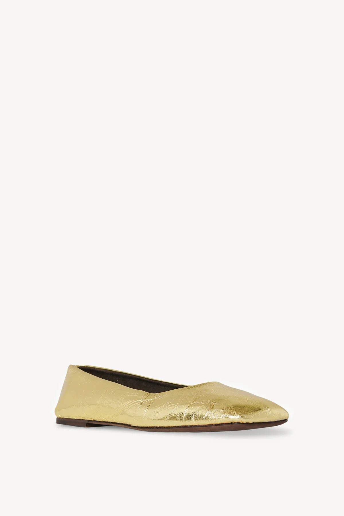 Square Ballet Flat in Leather - Gold