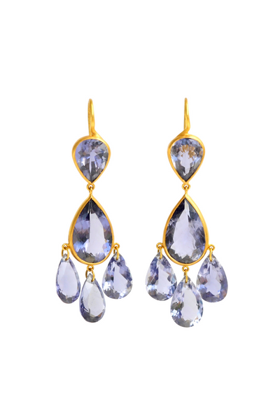 22K Yellow Gold Iolite Gabrielle D'Estree Earrings