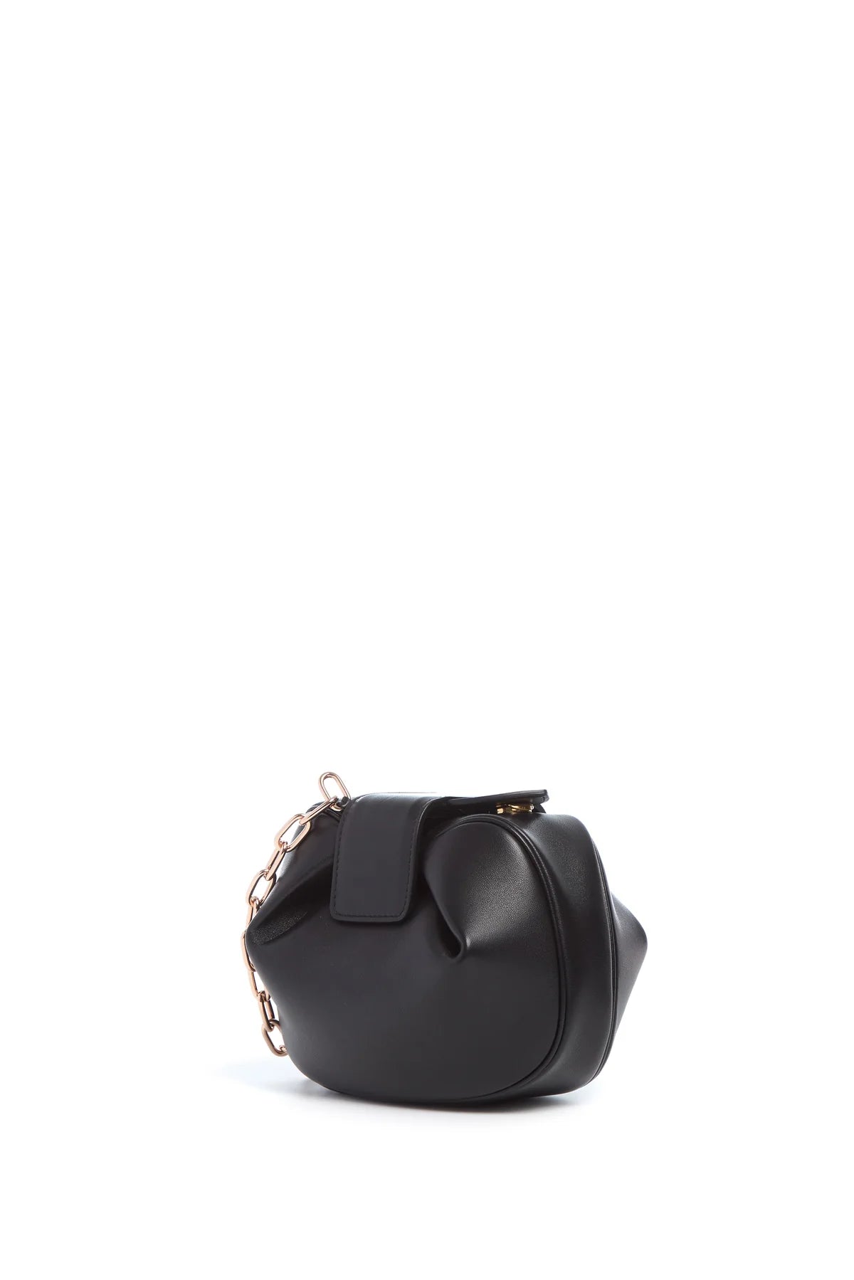 Soft Demi Clutch with Chain in Black Nappa Leather